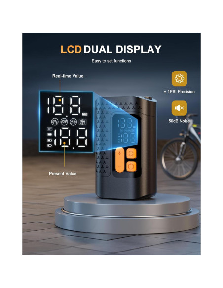 Bomba de Bicicleta Eléctrica Aucoza A5 160 PSI Compacta