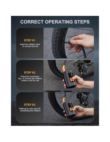 Bomba de Bicicleta Eléctrica Aucoza A5 160 PSI Compacta