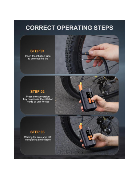 Bomba de Bicicleta Eléctrica Aucoza A5 160 PSI Compacta