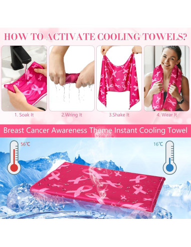 Toallas de Enfriamiento Breling 12 Pcs Cáncer de Mama 100x30 cm