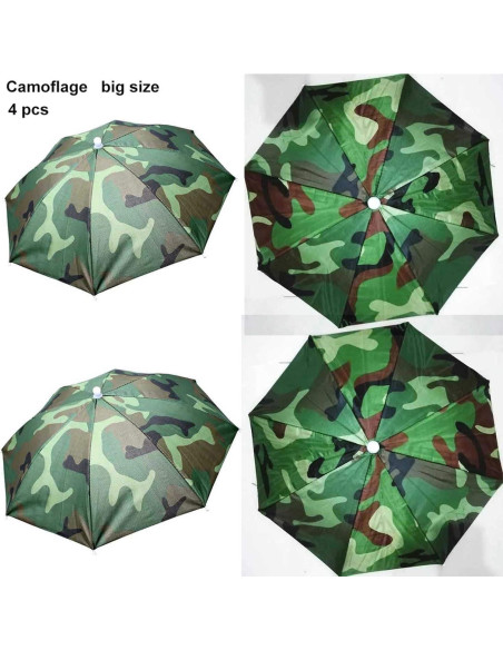Sombreros Paraguas Plegables Camuflaje 4PCS para Sol y Lluvia