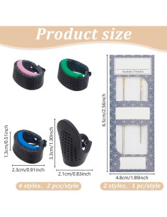 Kit de Costura Sashiko FREEBLOSS con Agujas y Dedales de Cuero 2