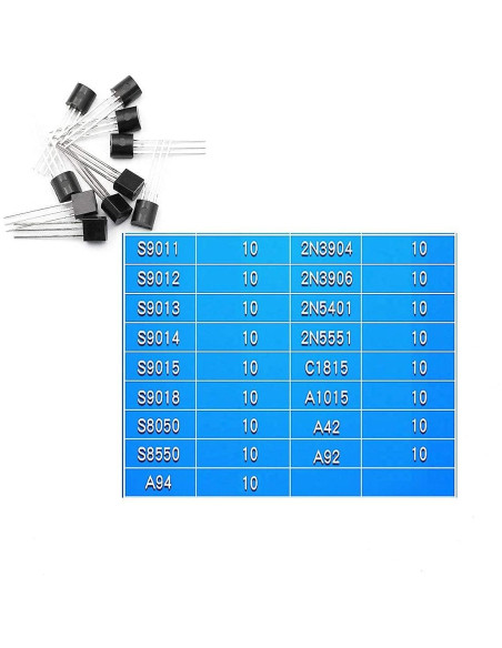 Kit de Transistores NPN PNP 170 Piezas 17 Valores DaFuRui