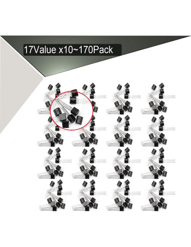 Kit de Transistores NPN PNP 170 Piezas 17 Valores DaFuRui