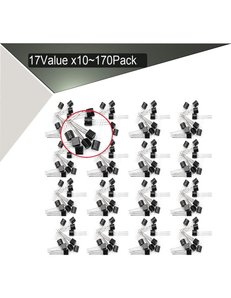 Kit de Transistores NPN PNP 170 Piezas 17 Valores DaFuRui