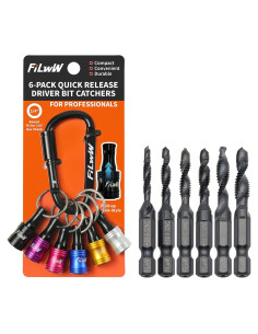 Juego de 6 brocas y machos HSS con portabrocas FiLwW