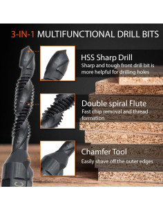 Juego de 6 brocas y machos HSS con portabrocas FiLwW 2