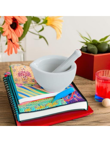 Mortero y Mano de Cerámica Comebuywide 8.13 cm Blanco