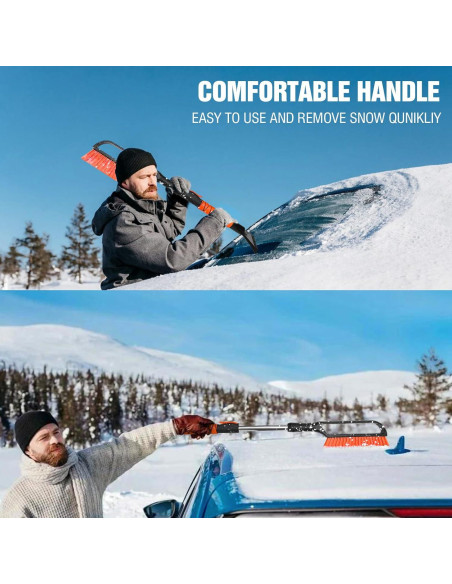Raspador de Hielo y Cepillo de Nieve YeewayVeh 2 en 1 Naranja