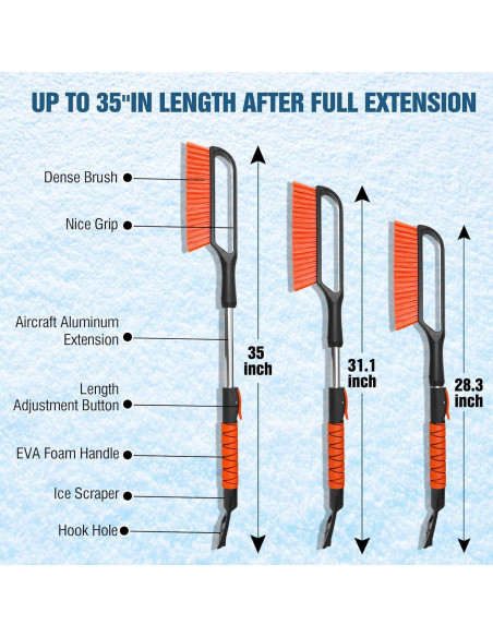Raspador de Hielo y Cepillo de Nieve YeewayVeh 2 en 1 Naranja