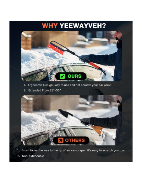 Raspador de Hielo y Cepillo de Nieve YeewayVeh 2 en 1 Naranja