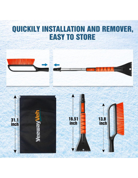 Raspador de Hielo y Cepillo de Nieve YeewayVeh 2 en 1 Naranja