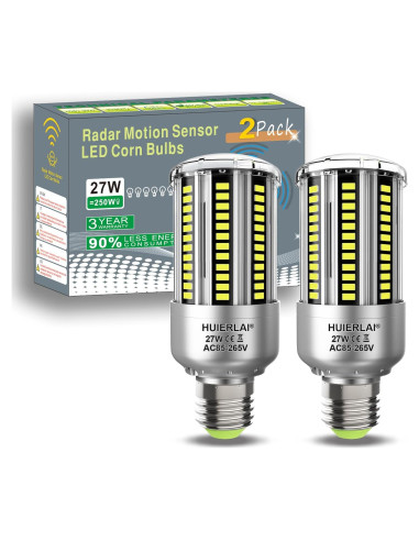 Bombillas LED HUIERLAI 27W con Sensor de Movimiento 3375LM