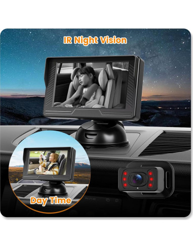 Monitor de Coche para Bebés Upriding 4.3" con Cámara Gran Angular