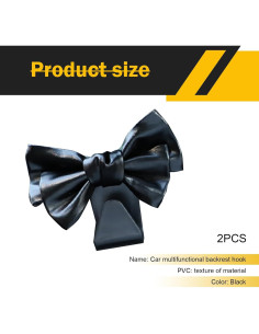 Ganchos para Bolsas de Auto Arwrilt 2 PCS Cuero Negro 2
