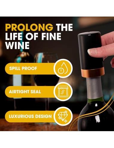 Tapón y Bomba de Vino Eléctrico Berkware con Pantalla LED