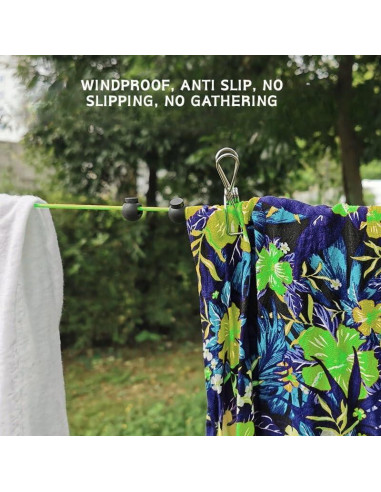 Cuerda de Secado Retráctil MIXNEX Verde con 20 Clips y Bolsa