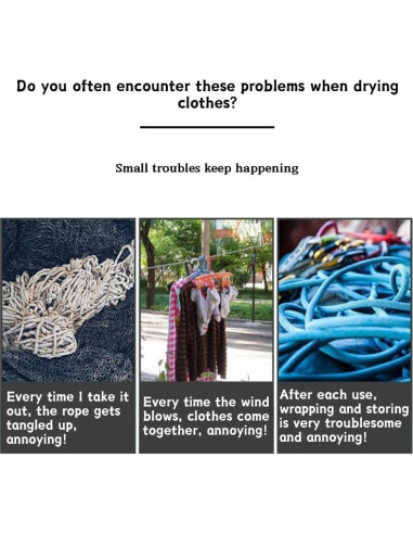 Cuerda de Secado Retráctil MIXNEX Verde con 20 Clips y Bolsa