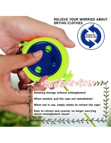 Cuerda de Secado Retráctil MIXNEX Verde con 20 Clips y Bolsa