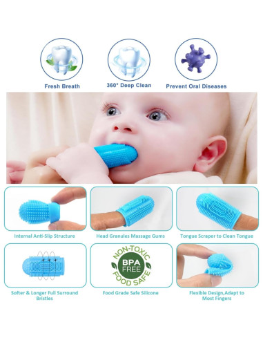 Cepillo de Dedo para Bebés NFSVLB 4 Piezas Silicona Suave