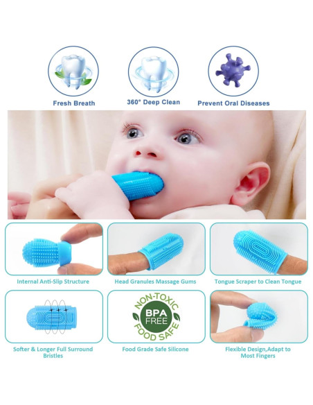 Cepillo de Dedo para Bebés NFSVLB 4 Piezas Silicona Suave