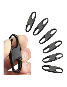 Tirador de Cremallera de Metal WOLAIYE - 6 Paquete Negro