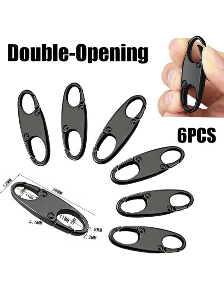 Tirador de Cremallera de Metal WOLAIYE - 6 Paquete Negro