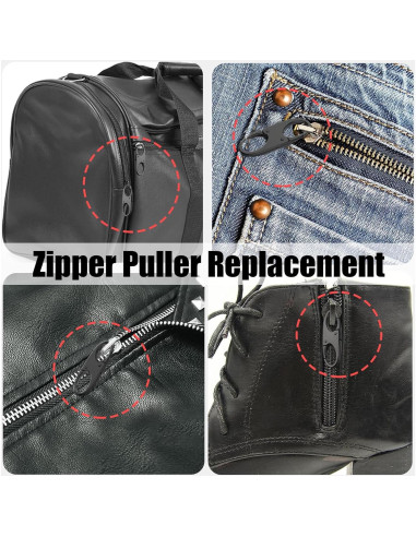 Tirador de Cremallera de Metal WOLAIYE - 6 Paquete Negro