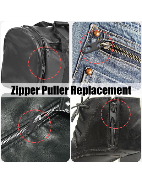 Tirador de Cremallera de Metal WOLAIYE - 6 Paquete Negro