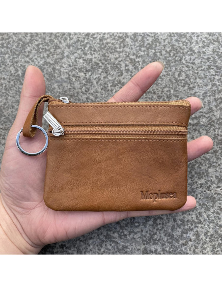 Monedero de Cuero Genuino para Hombres Moplusea GLCB012 Marrón