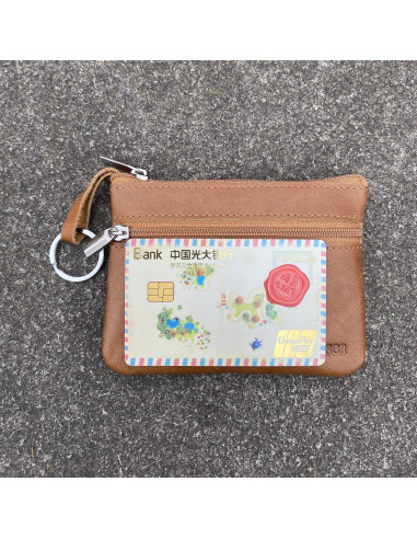 Monedero de Cuero Genuino para Hombres Moplusea GLCB012 Marrón