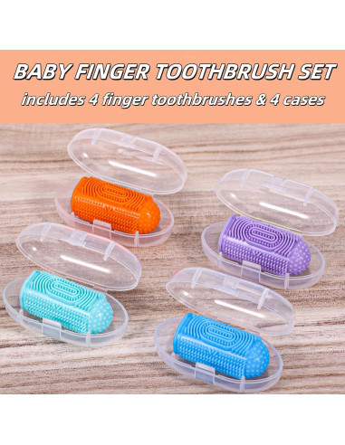 Cepillo de Dedo para Bebés NFSVLB 4 Piezas Silicona Suave