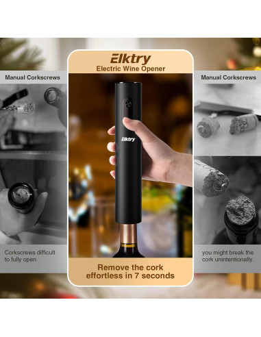 Abridor de Vino Eléctrico Elktry con Cortador y Vertedor