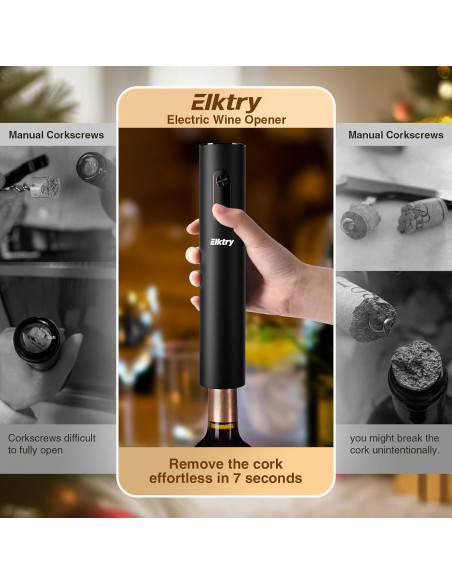 Abridor de Vino Eléctrico Elktry con Cortador y Vertedor