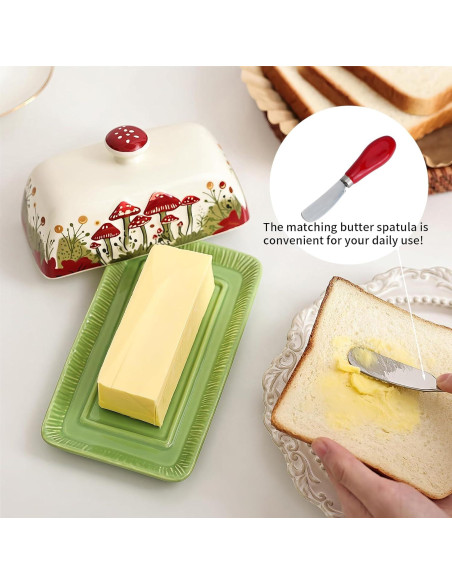 Plato de Mantequilla Cerámica IBEQUEM Hongo con Tapa 19x11cm