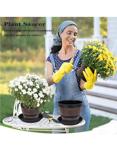 Paquete de 2 bandejas de goteo para plantas 30 cm Grjoprt Negro