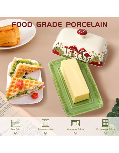 Plato de Mantequilla Cerámica IBEQUEM Hongo con Tapa 19x11cm