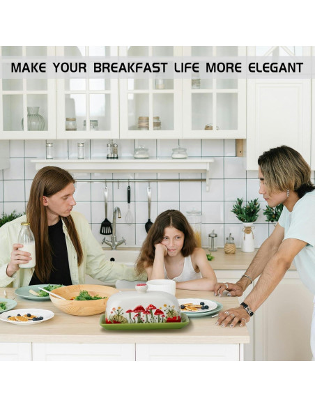 Plato de Mantequilla Cerámica IBEQUEM Hongo con Tapa 19x11cm