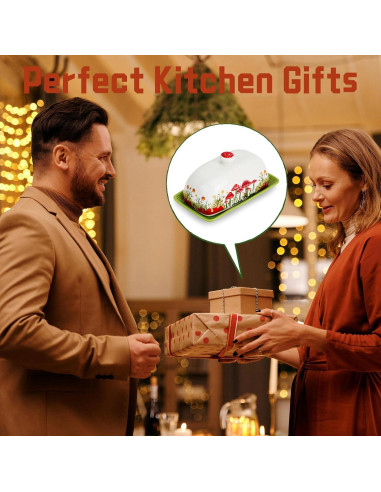 Plato de Mantequilla Cerámica IBEQUEM Hongo con Tapa 19x11cm