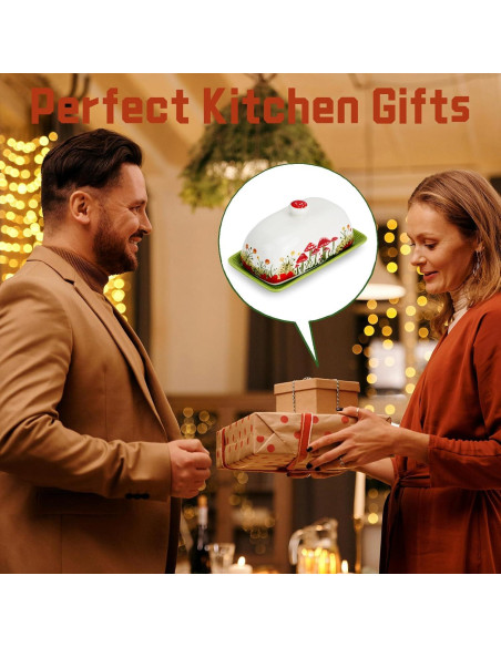 Plato de Mantequilla Cerámica IBEQUEM Hongo con Tapa 19x11cm