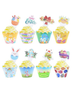 48 Piezas Decoraciones de Cupcakes de Pascua Boerni