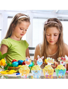 48 Piezas Decoraciones de Cupcakes de Pascua Boerni 2