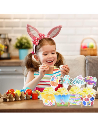 48 Piezas Decoraciones de Cupcakes de Pascua Boerni