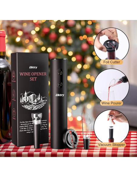 Abridor de Vino Eléctrico Elktry con Cortador y Vertedor