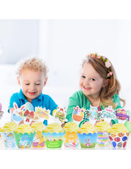 48 Piezas Decoraciones de Cupcakes de Pascua Boerni