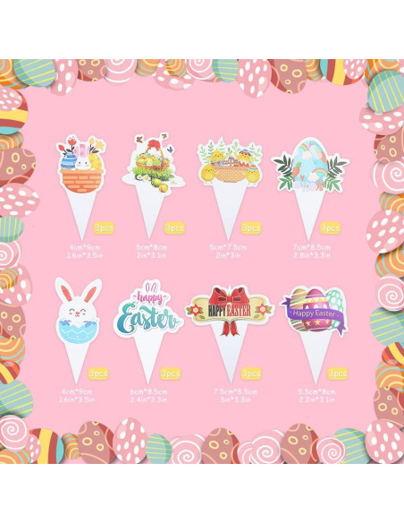 48 Piezas Decoraciones de Cupcakes de Pascua Boerni