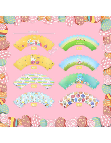 48 Piezas Decoraciones de Cupcakes de Pascua Boerni