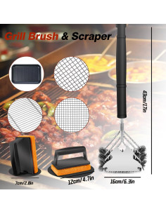 Kit de limpieza para parrilla Unichefry - Cepillo y raspador 2