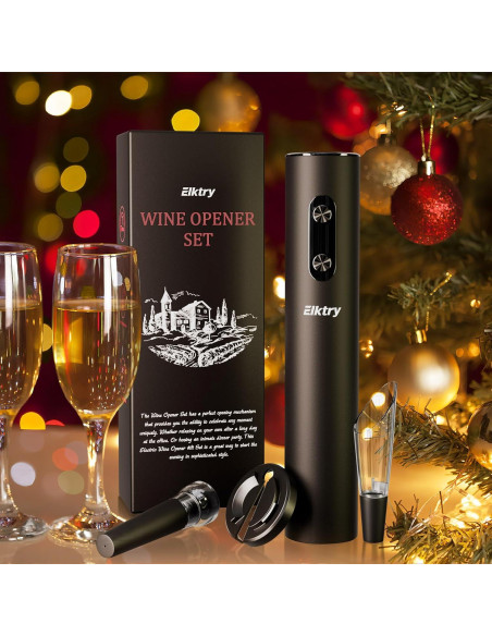 Abridor de Vino Eléctrico Elktry con Cortador y Vertedor