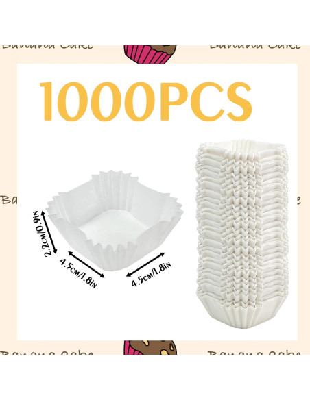1000 Forros de Cupcake Cuadrados Desechables YEXEXINM Blancos